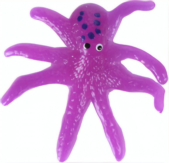 slijmfiguur octopus 9 x 8 cm paars