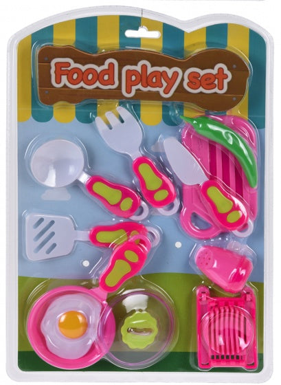 speelgoedetenset spiegelei roze/wit 10-delig