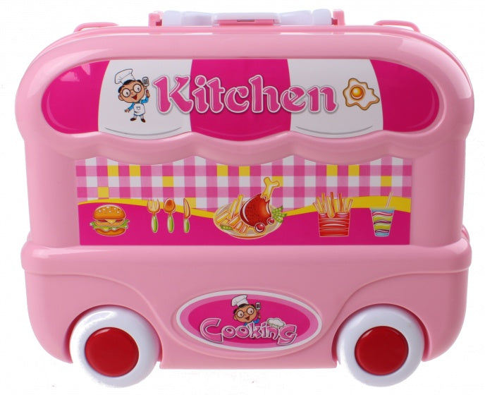 speelkoffer keukenset roze 20-delig