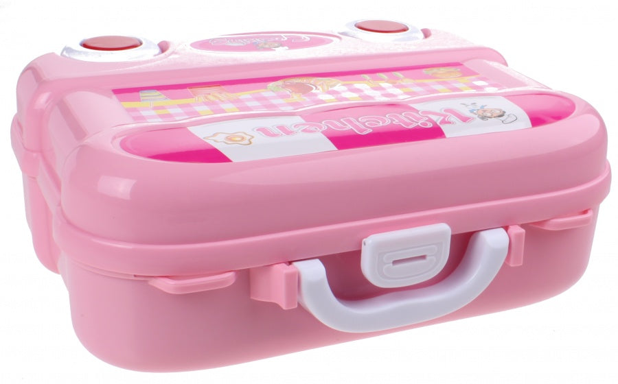 speelkoffer keukenset roze 20-delig