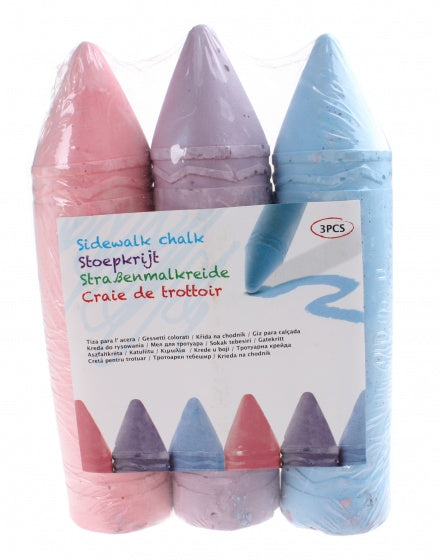 stoepkrijt megaset 3-delig 19 cm roze paars blauw