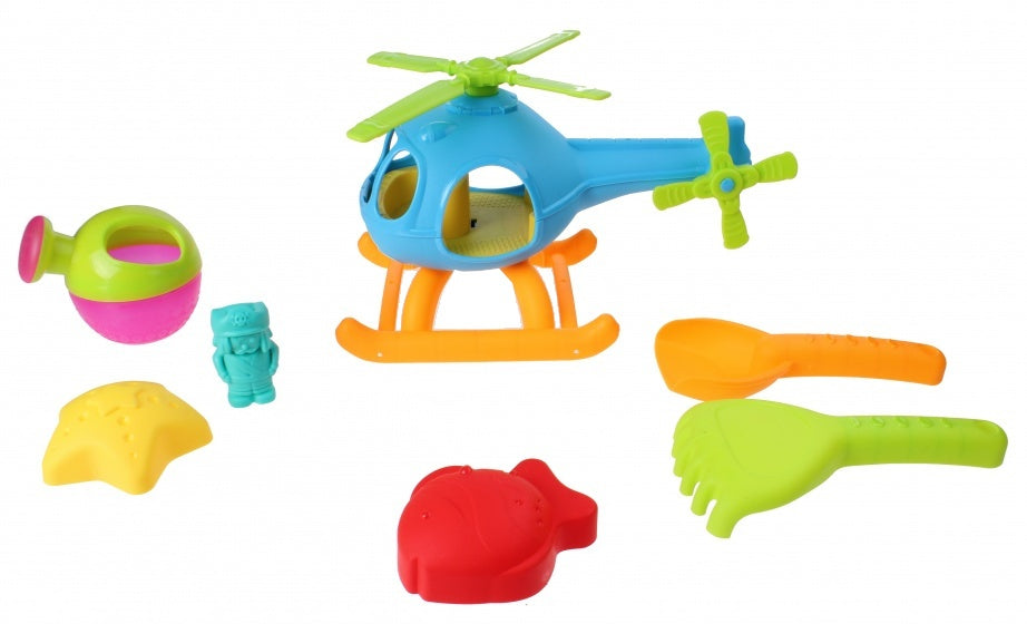 strandset met helikopter 7-delig blauw