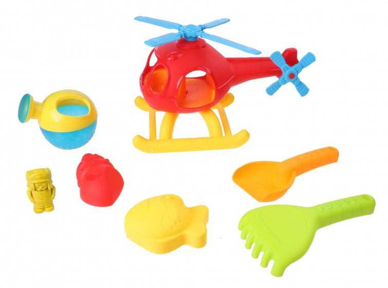 strandset met helikopter 7-delig rood