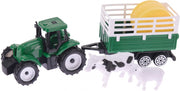 tractor met veekar en dieren 17 cm groen