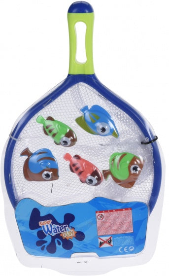 Visnet met 5 vissen blauw