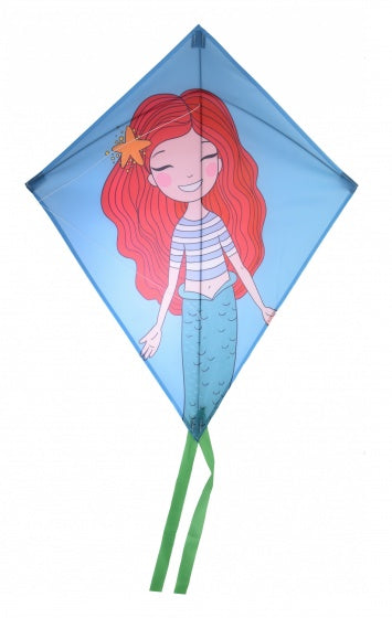 vlieger zeemeermin blauw/groen 59 x 68 cm