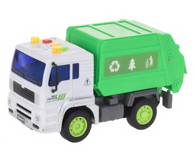 vuilniswagen met licht en geluid 18 cm wit/groen
