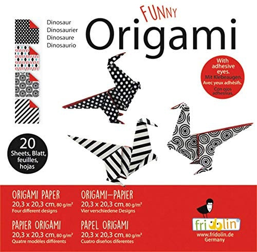 origami Dino vouwen 20 x 20 cm 20 stuks multicolor