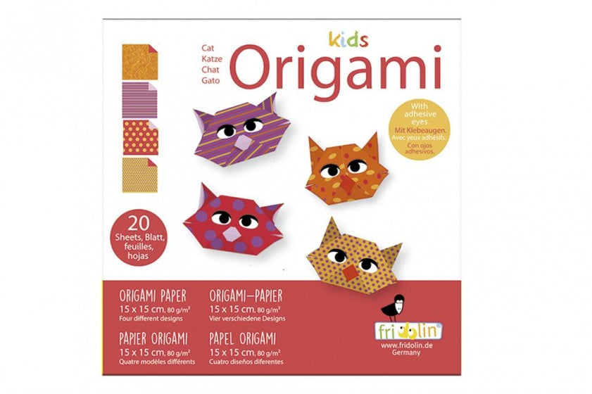 origami Kat vouwen 15 x 15 cm 20 stuks multicolor