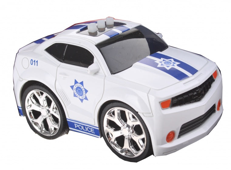 politieauto met geluid wit/blauw 12 cm