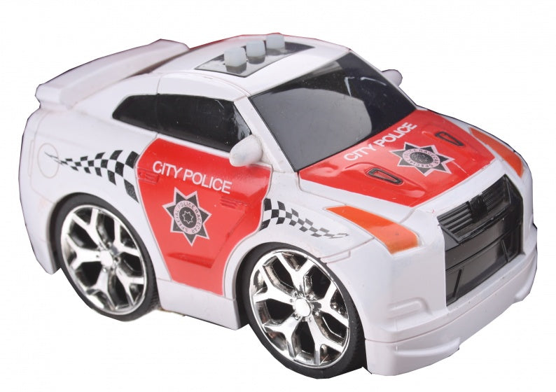 politieauto met geluid wit/rood 12 cm