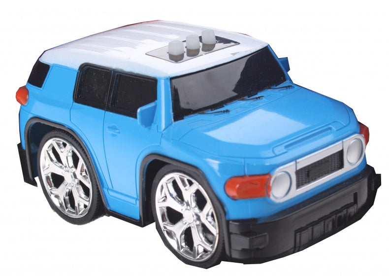 raceauto met geluid blauw 12 cm