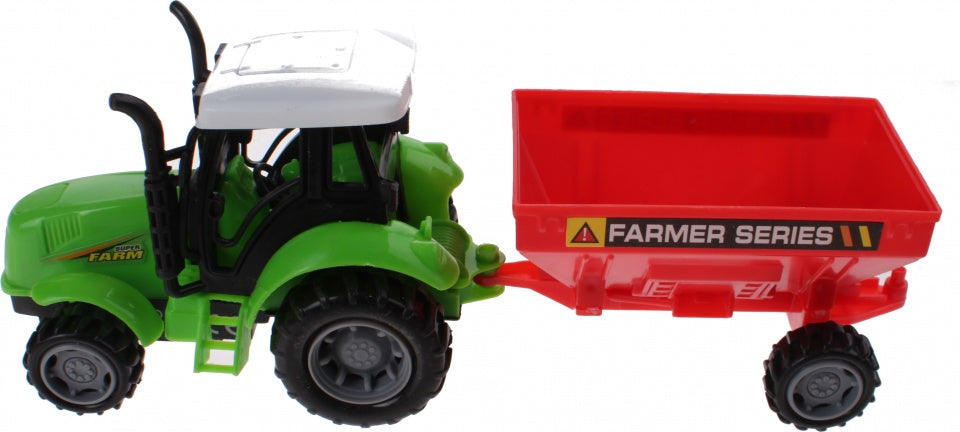 tractor met aanhanger 30 cm groen/rood