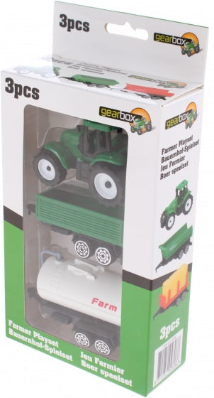 tractor met aanhanger en giertank groen/wit