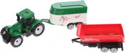 tractor met aanhanger en paardentrailer groen/wit/rood