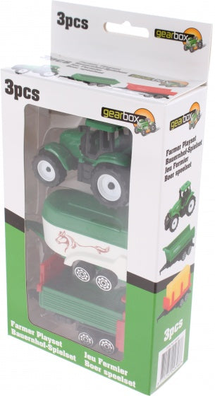 tractor met aanhanger en paardentrailer wit/groen