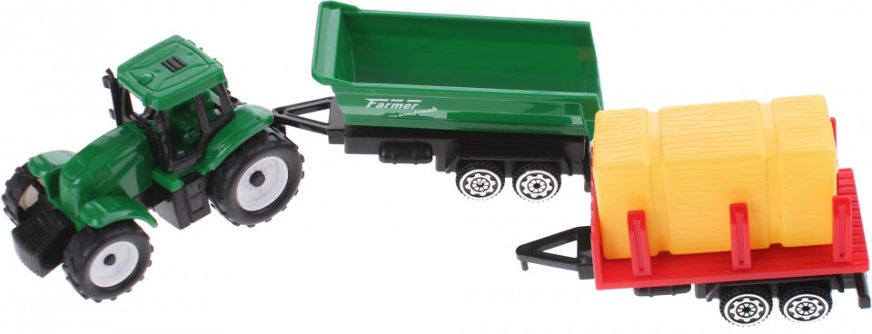 tractor met aanhanger Farmer groen/geel