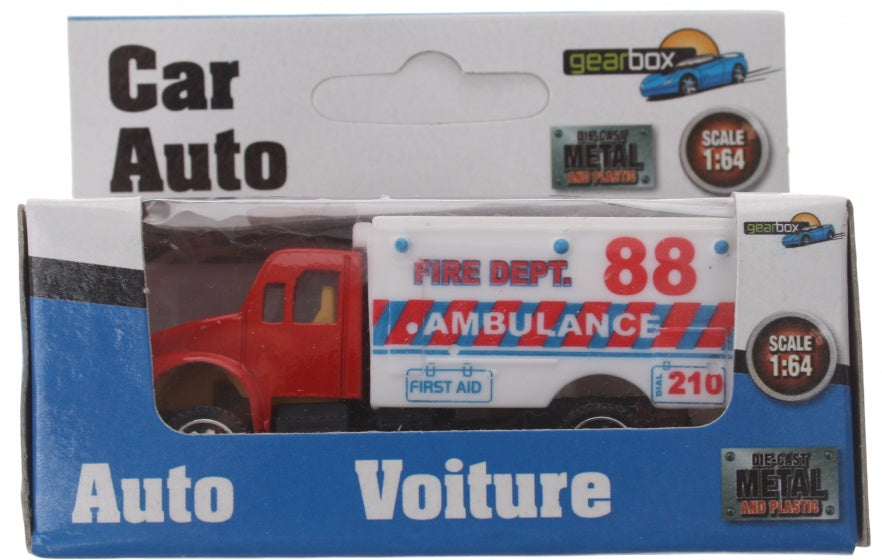 voertuig ambulance Amerika wit/rood staal 8 cm