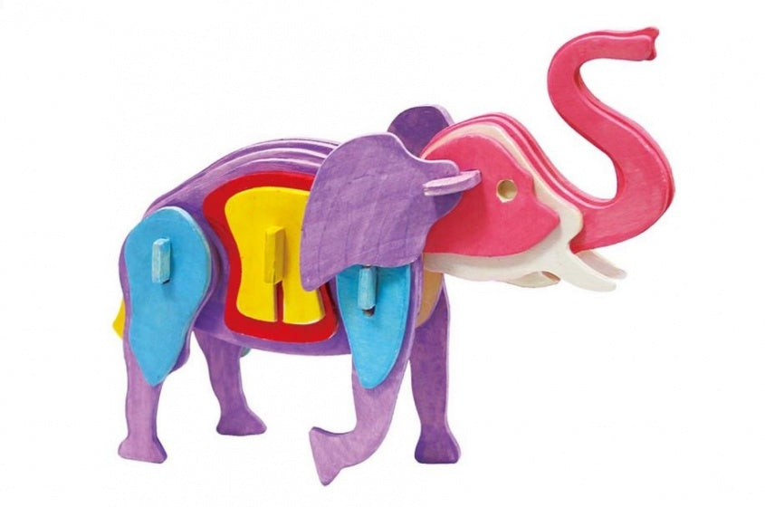 3D-puzzel olifant met verf 17 cm 27-delig