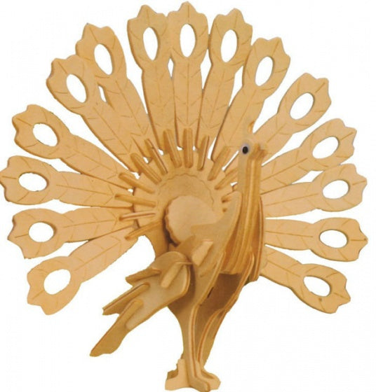 3D-puzzel pauw met verf 12 cm 20-delig