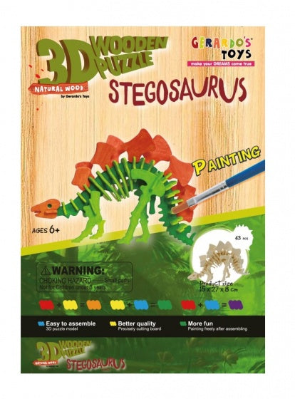 3D-puzzel stegosaurus met verf 27 cm 43-delig