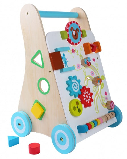 babywalker hout 50 cm wit/blauw