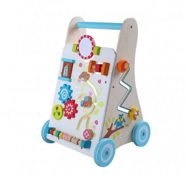babywalker hout 50 cm wit/blauw