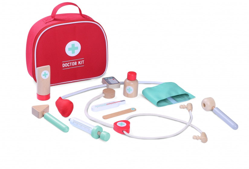 dokterskoffer 22 cm rood 10-delig