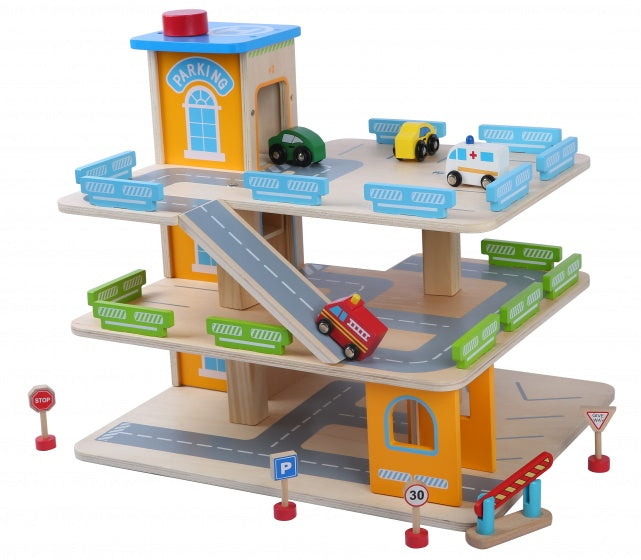 houten parkeergarage 43 cm 10-delig multicolor