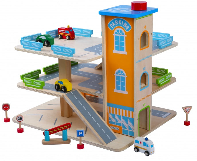 houten parkeergarage 43 cm 10-delig multicolor