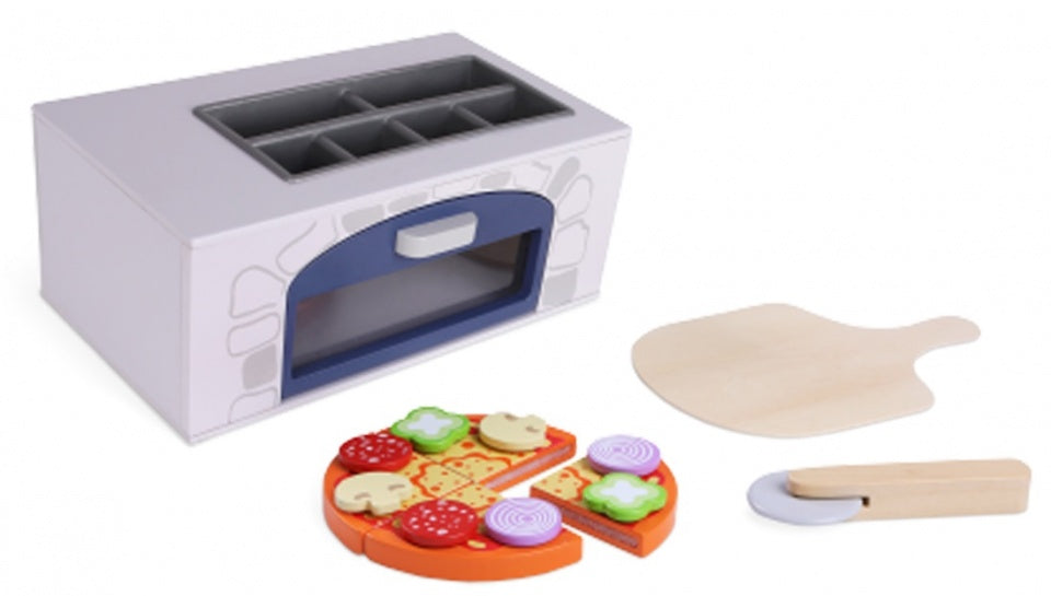 houten pizzaoven met pizza 28 cm 15-delig