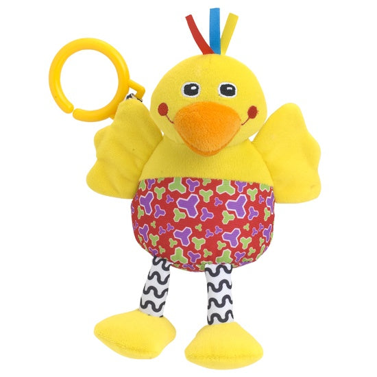 knuffelrammelaar Bibi de vogel 19 cm geel/rood