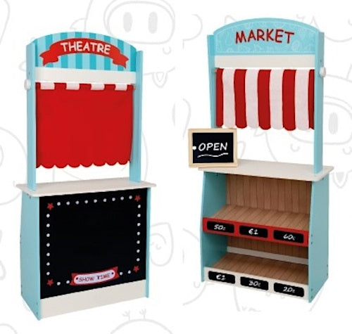 marktkraam 2-in-1 theater hout 112 x 54 cm blauw