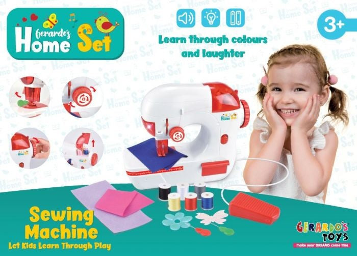 naaimachine met licht en geluid 25 cm rood/wit