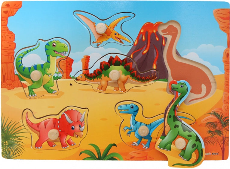 vormenpuzzel Prehistorie junior 30 cm hout 6 stukjes