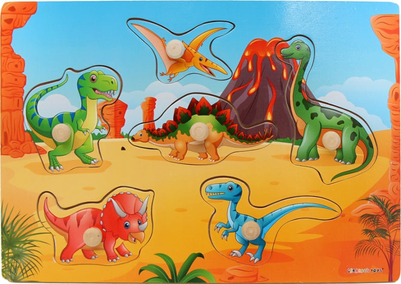 vormenpuzzel Prehistorie junior 30 cm hout 6 stukjes