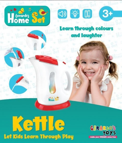waterkoker met licht en geluid 20 cm rood/wit