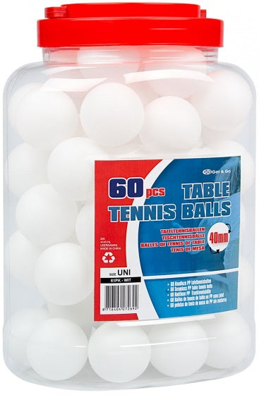 Tafeltennisballen in pot 60 stuks