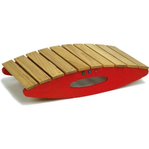 balanceerplank rood/bruin hout junior 60 x 33 cm
