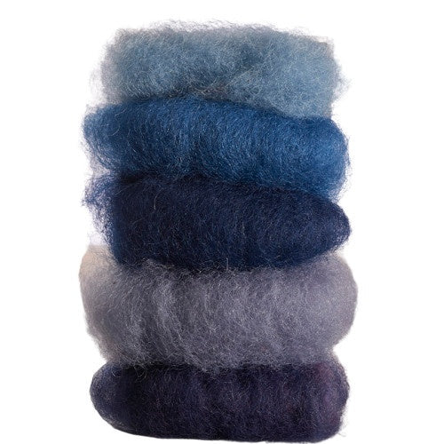 gekaarde wol 50 gram 5 stuks blauw