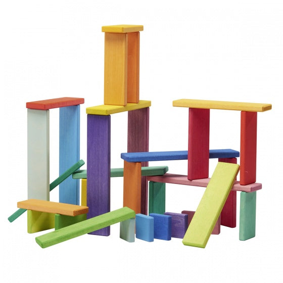 houten bouwplankjes 27 cm multicolor 32-delig
