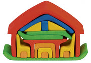 houten huis met meubels 22 cm multicolor 17-delig