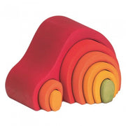 houten stapelhuis gebogen 19 cm rood/oranje 8-delig
