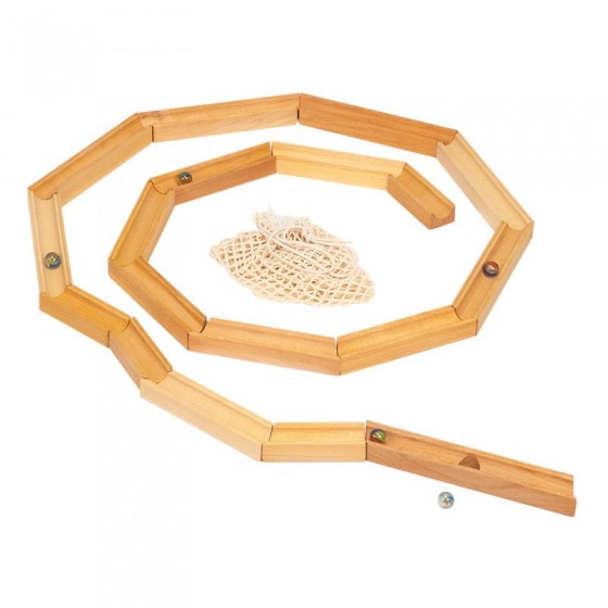 knikkerbaan 19 cm blank hout 23-delig