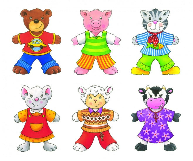 vormenpuzzel Vrolijke Dieren junior 14 cm hout 18 stukjes