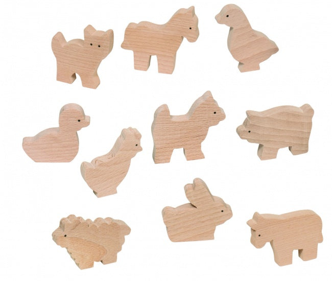 Blank Houten Boerderijdieren 10 Stuks