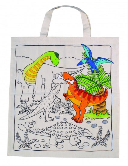 Draagtas Met Dino's Om Zelf Te Beschilderen 38 X 42 cm