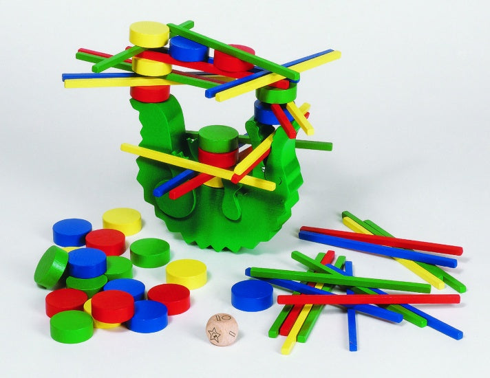 evenwichtsspel Balancerende Krokodil 12 cm groen