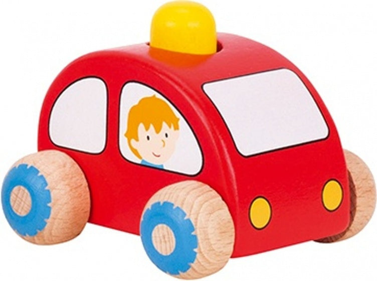 houten auto met toeter rood 7 cm