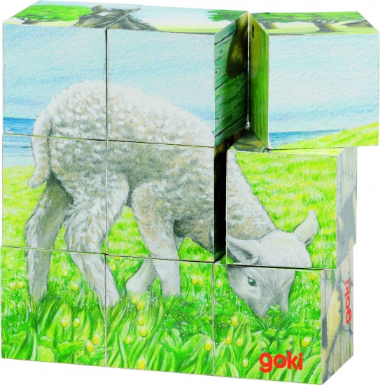 Houten Blokpuzzel Boerderijdieren